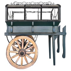 20th - 21st Century French Vintage Rustic Wood Domed Top Flower Cart