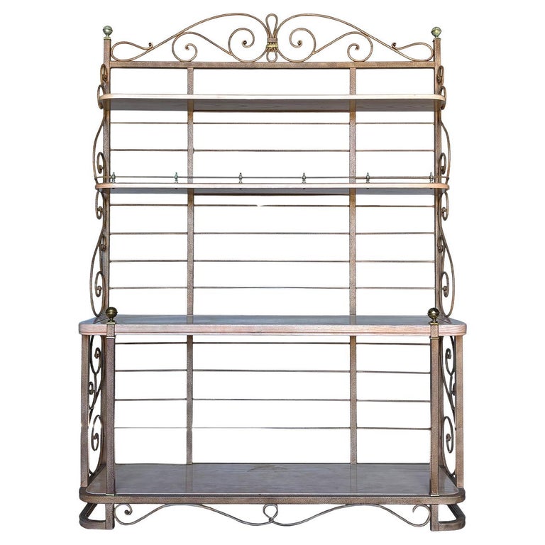 20th 21st Century French Wrought Iron Brass Ètagère Four Tier