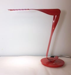 Modern Signed Herman Miller Red and Black "Leaf" LED Desk Lamp by Yves Behar