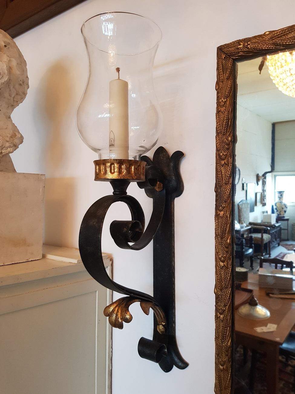 20th-21th Century Metal Candle Sconces with Gold Colored Ornaments For Sale 3