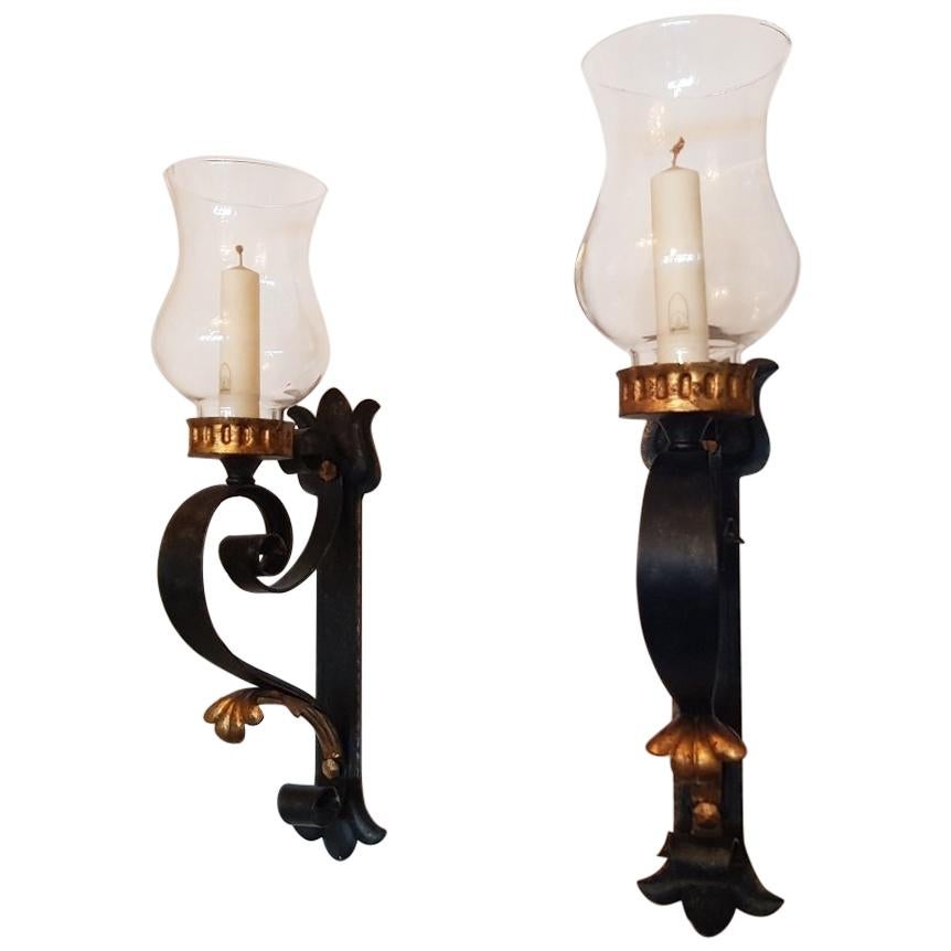 20th-21th Century Metal Candle Sconces with Gold Colored Ornaments For Sale