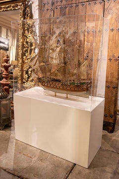 20th Antique Naval Model of a Galleon with a Base in a Methacrylate Display Case