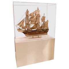 20th Antique Naval Model of a Galleon with a Base in a Methacrylate Display Case