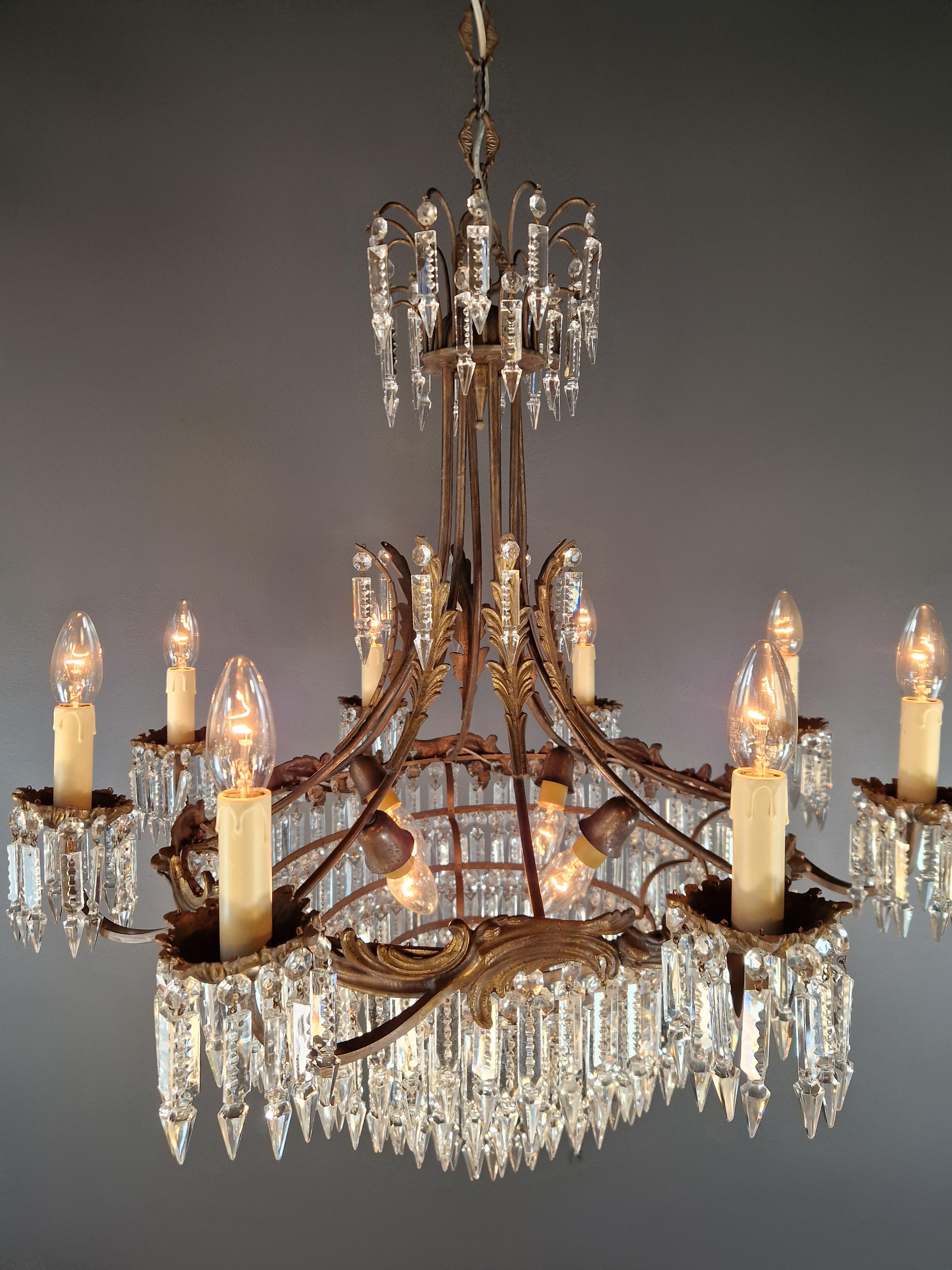 20ème Art Nouveau Brass Chandelier Lustre Ceiling Lamp Rarity Antique Italia 2