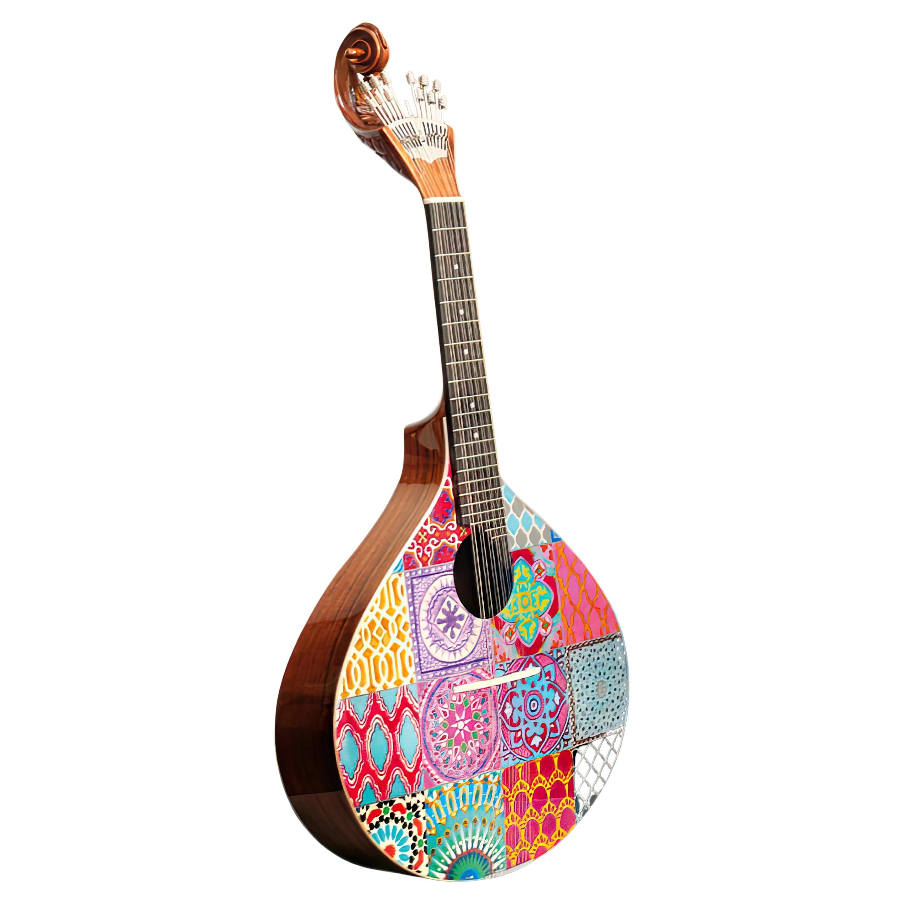 20° Chitarra Azulejo III in legno di noce dipinta a mano e realizzata in Portogallo da Malabar in vendita