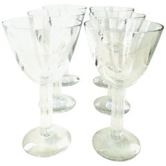 20th Century Baccarat Set of 6 French Crystal Tall Stem Goblet "Lyra"