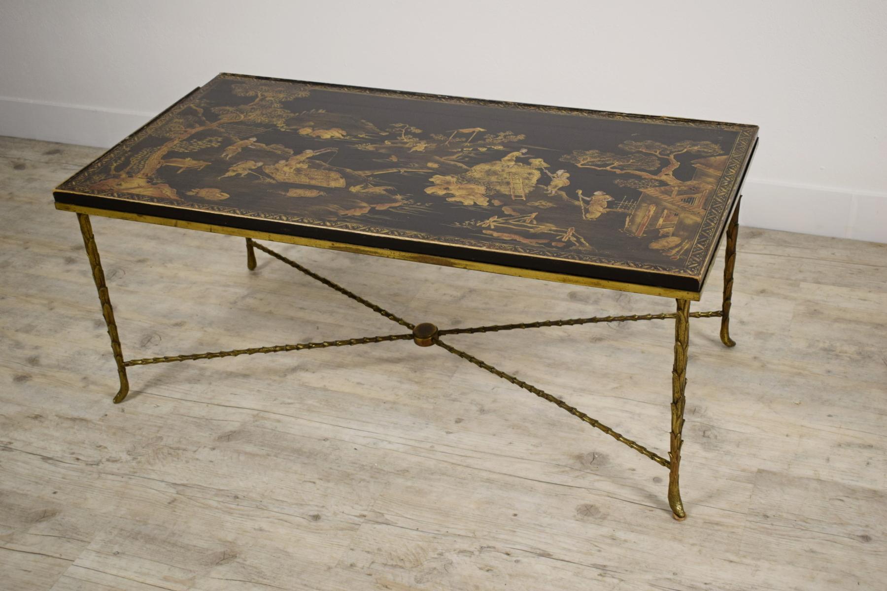 Louis XVI 20th Baguès Gilt Bronze and Lacquered Wood French Luigi XVI Style Coffee Table