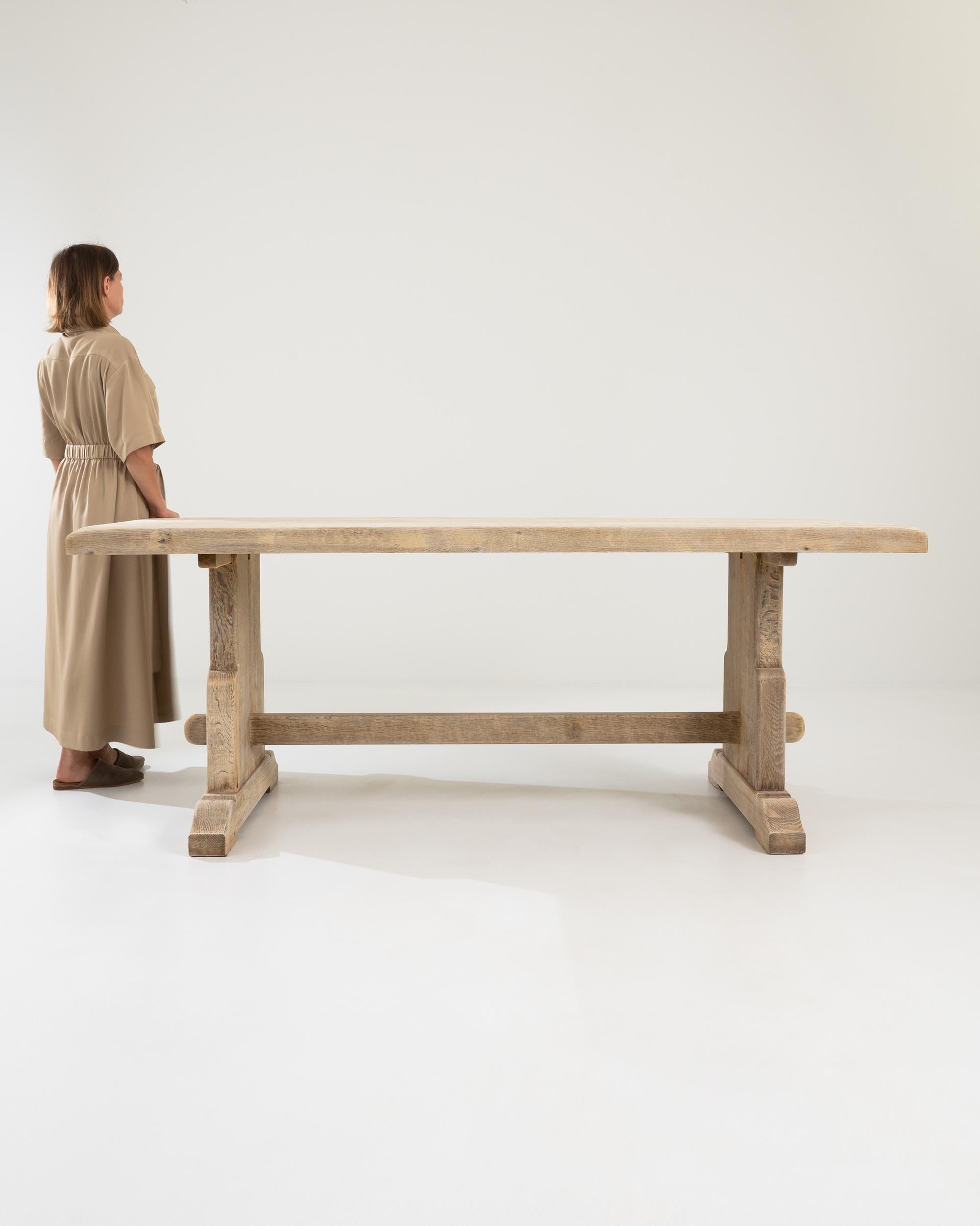 Bleached 20th Belgian Oak Dining Table For Sale