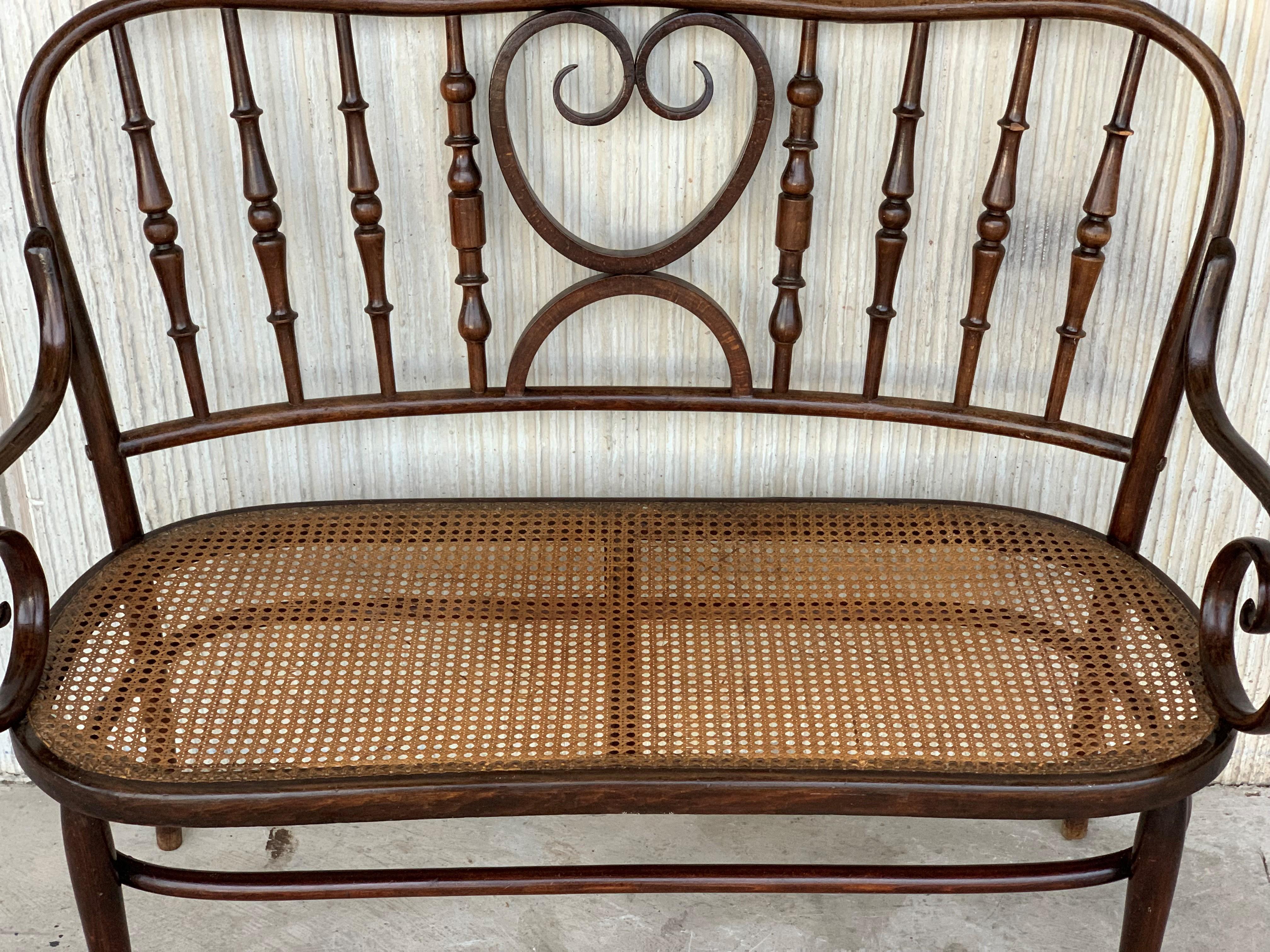 canapé en bois courbé du 20e siècle de style Thonet, vers 1925, siège canné

Ce canapé est très lourd et robuste.