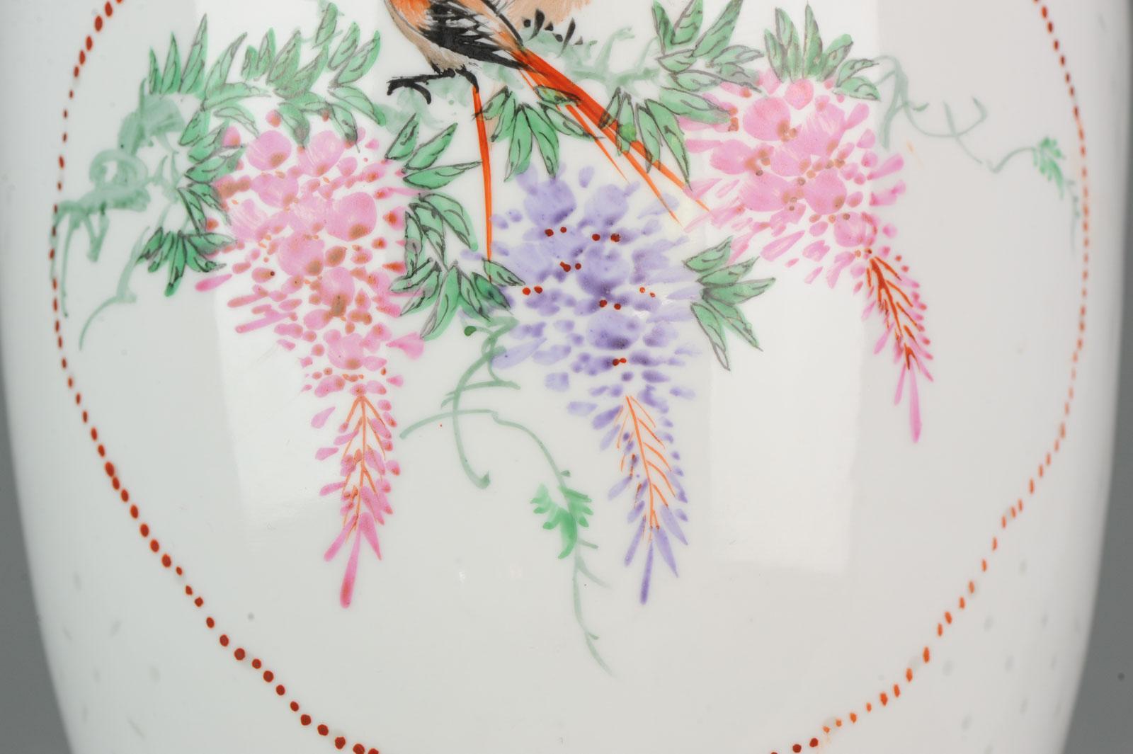 20th Birds Jingdezhen PRoC Eggshell Porcelain Lamp Lantern Chinese Marked For Sale 3
