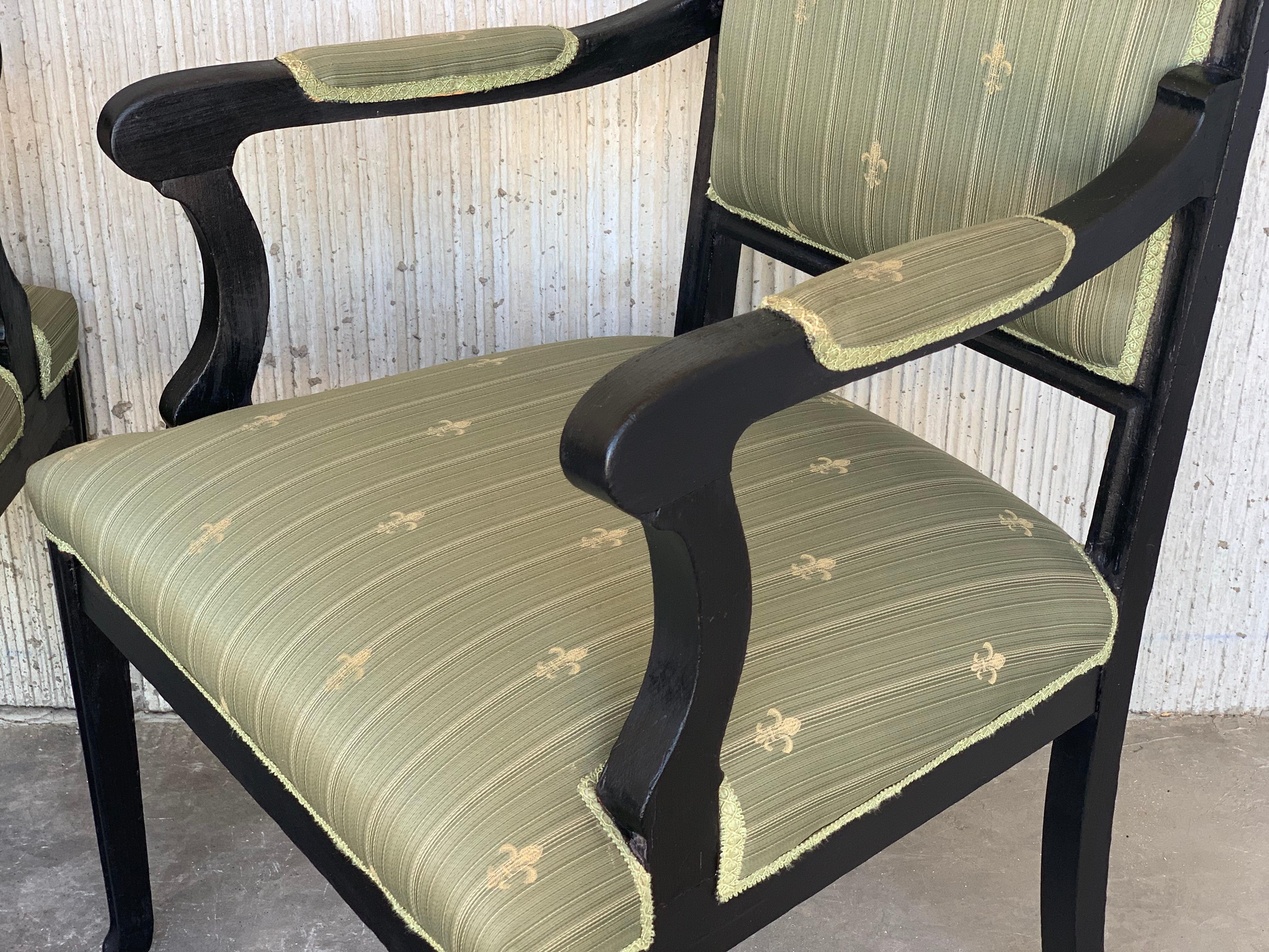Ensemble de sièges français noirs du 20ème siècle : canapé et deux fauteuils de style Louis Seize en vente 6