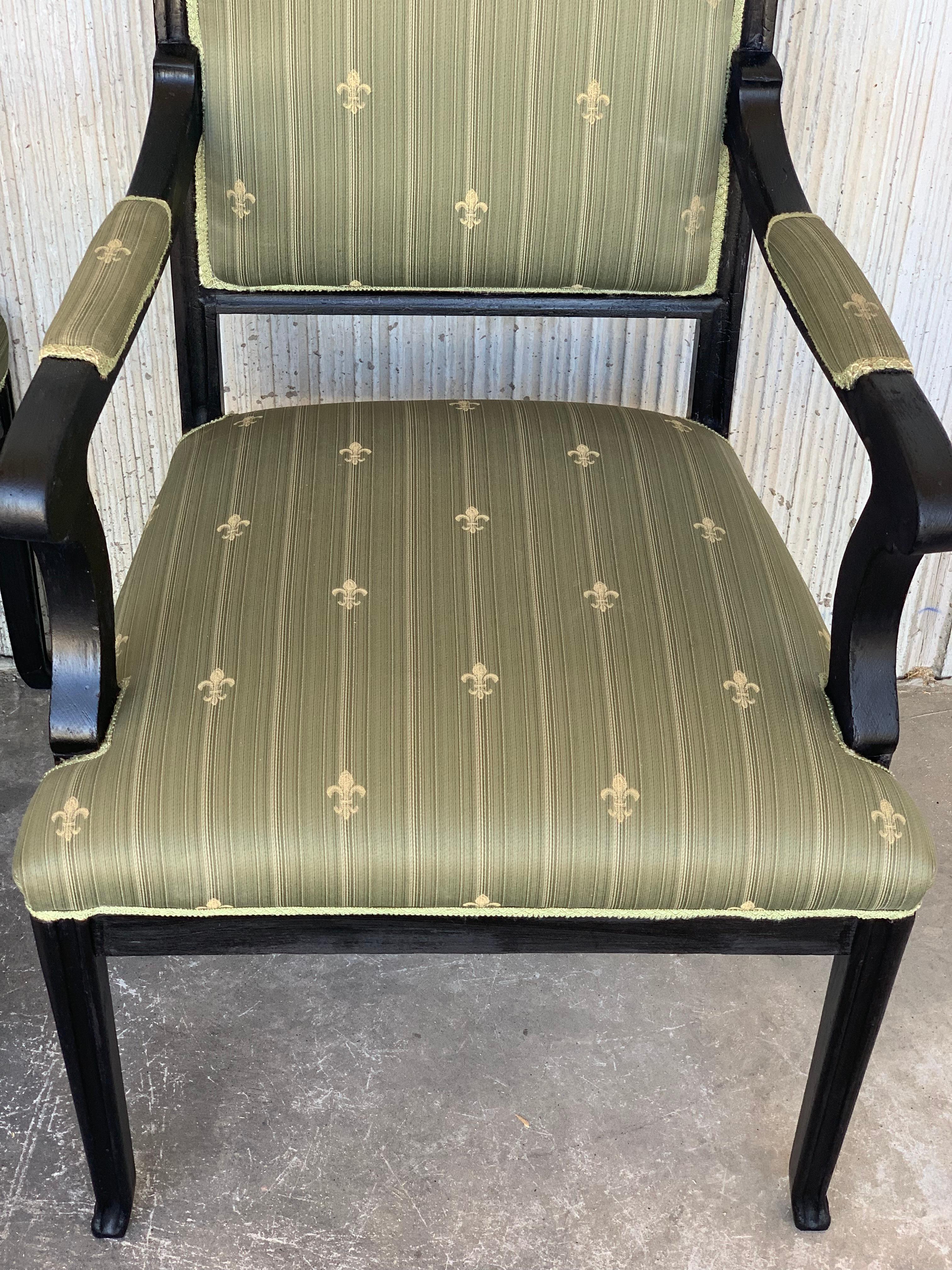 Ensemble de sièges français noirs du 20ème siècle : canapé et deux fauteuils de style Louis Seize en vente 7