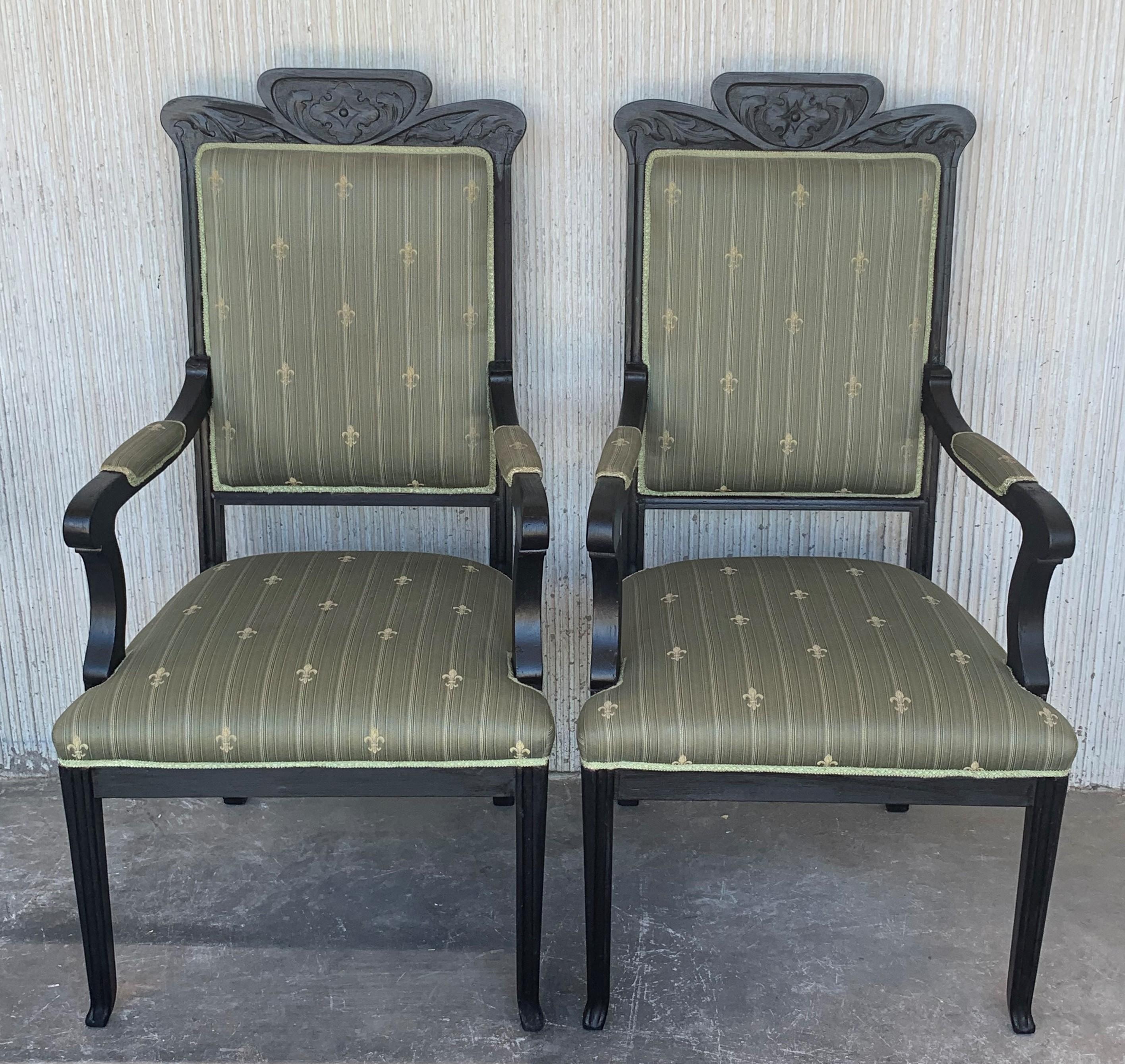 Bois Ensemble de sièges français noirs du 20ème siècle : canapé et deux fauteuils de style Louis Seize en vente