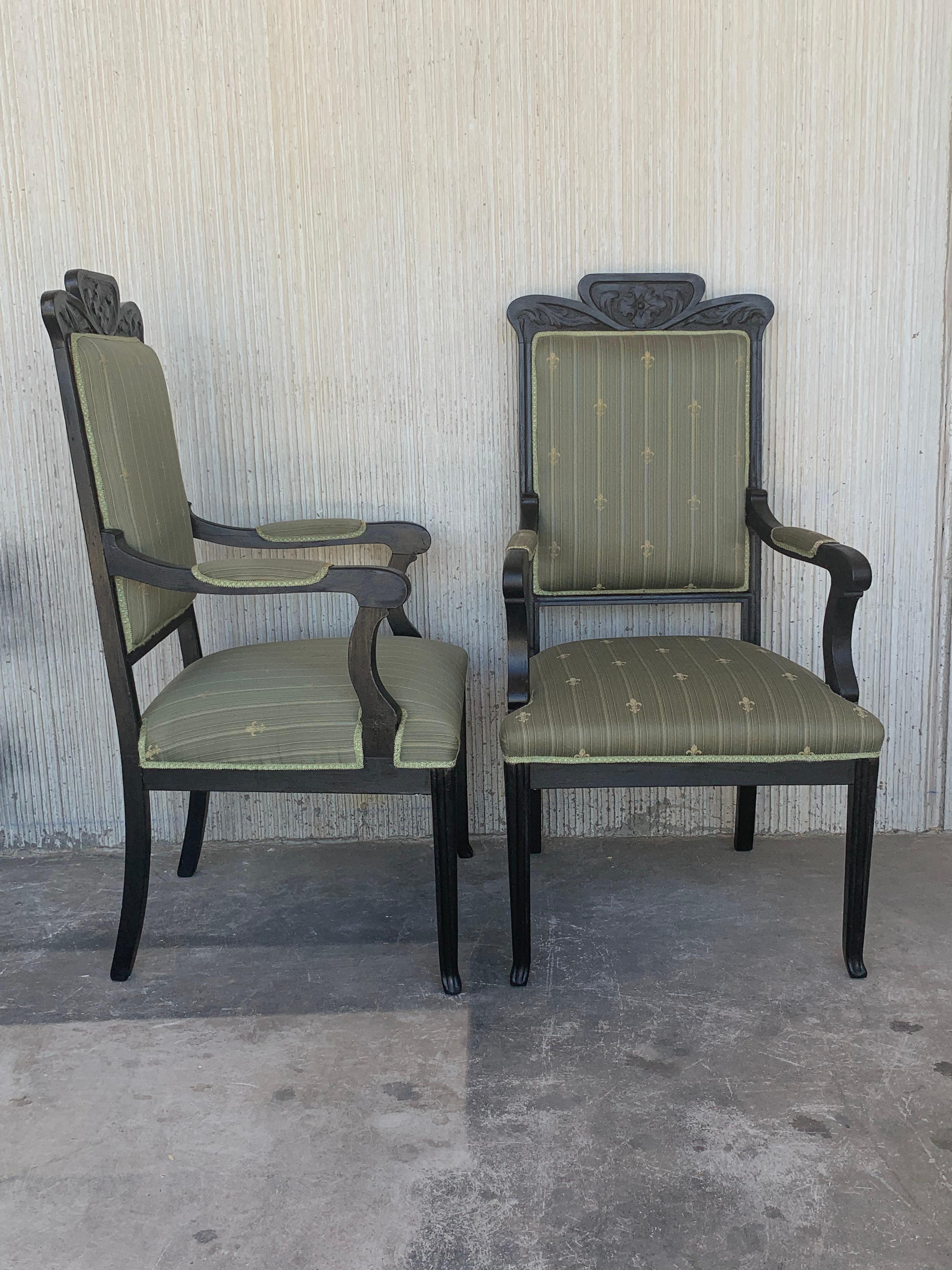 Ensemble de sièges français noirs du 20ème siècle : canapé et deux fauteuils de style Louis Seize en vente 1