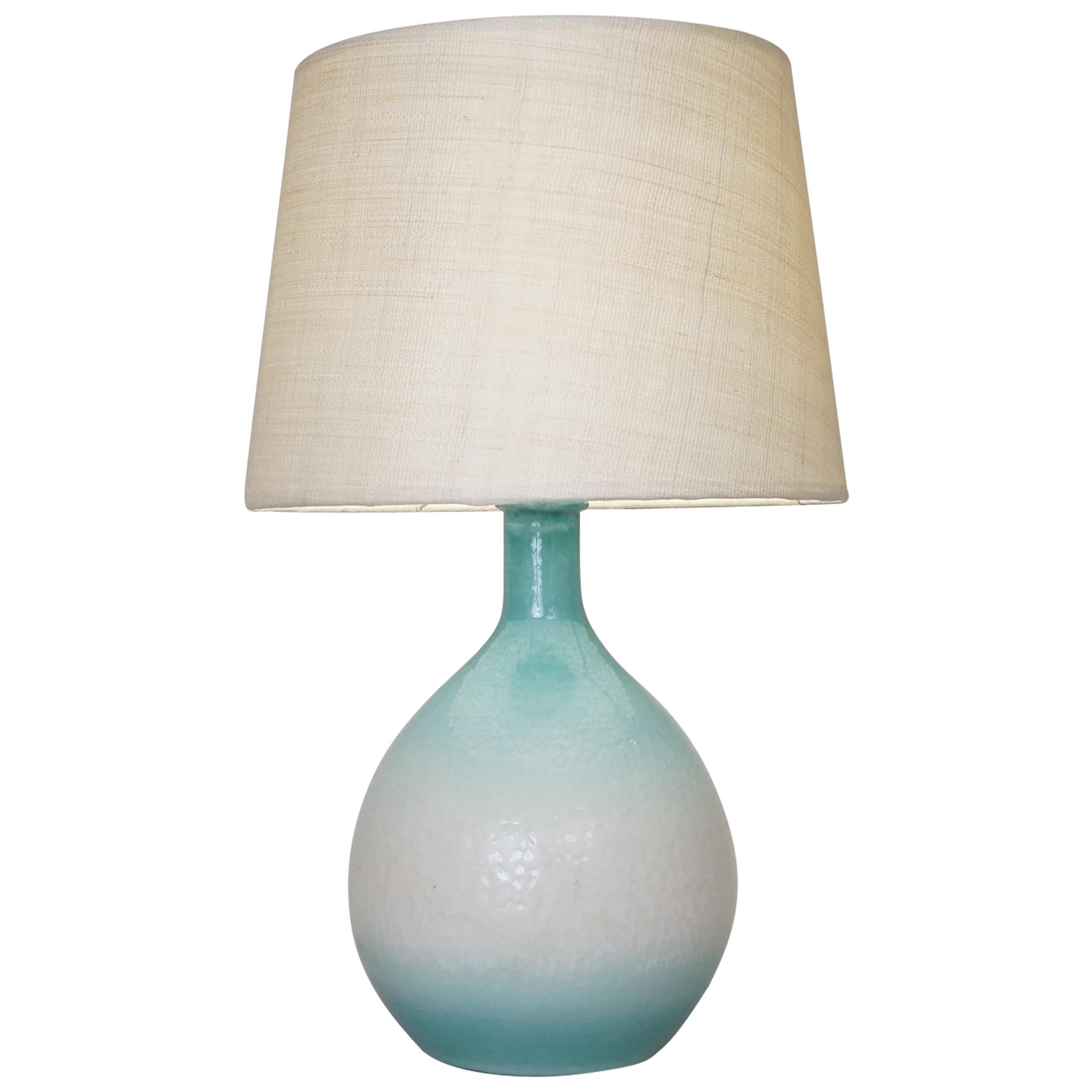 20th Century Blue Enameled Ceramic Table Lamp For Sale