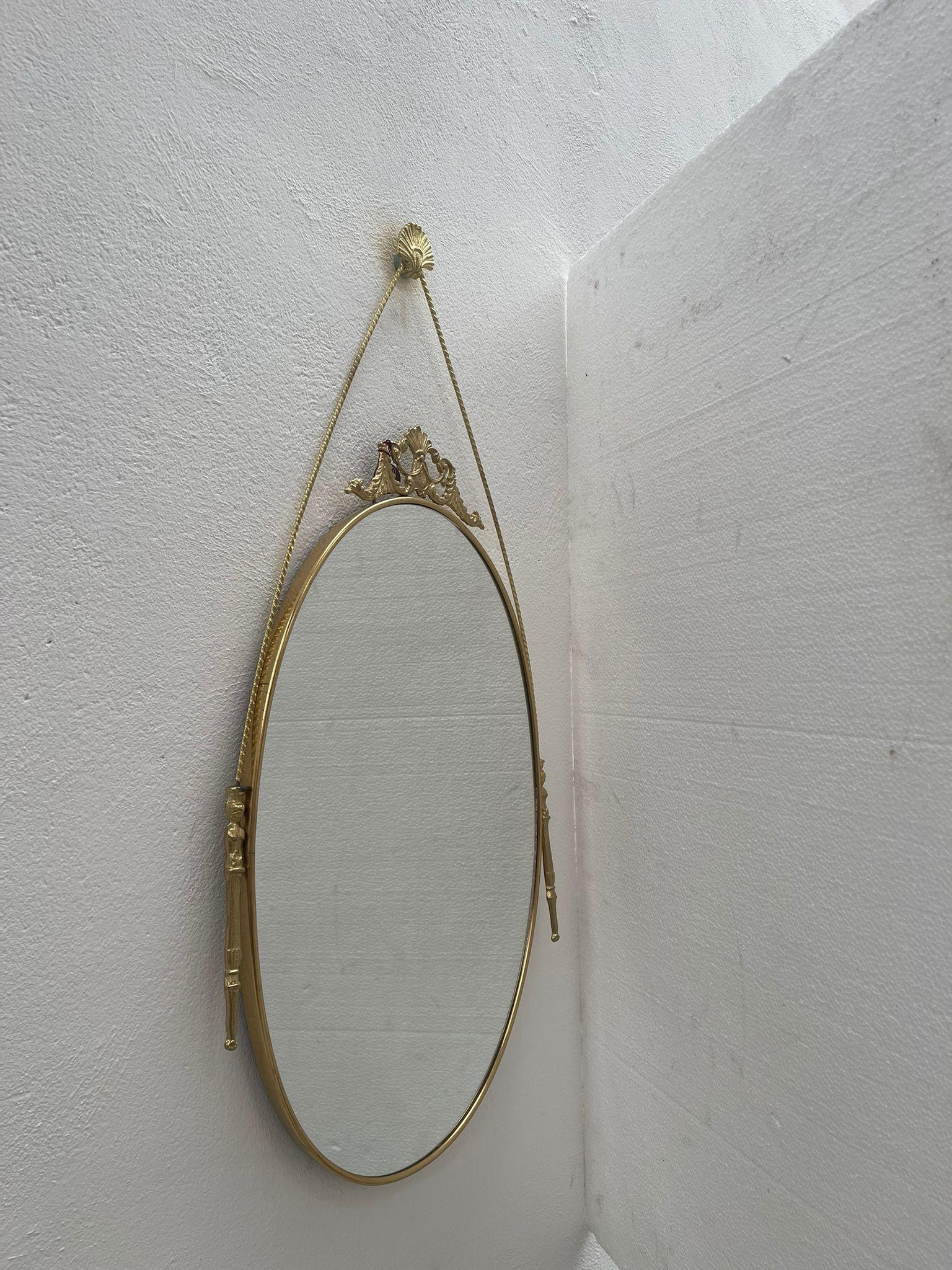 Italian 20th Century Brass Wall Mirror For Sale