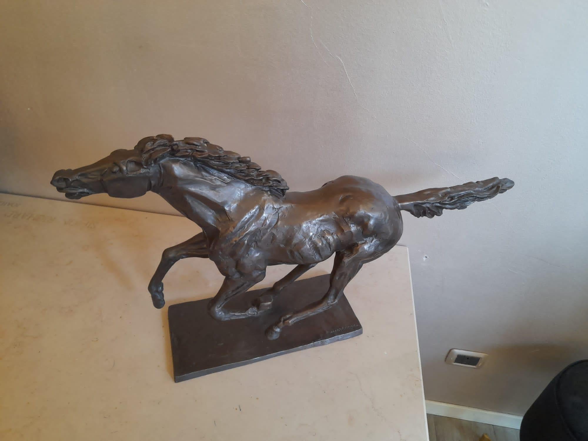 italien Sculpture de cheval en bronze du 20ème siècle par Messina