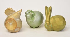 20th C., A Set of Japanese Bronze Animal Sculptures of Mouse, Ram and Rabbit