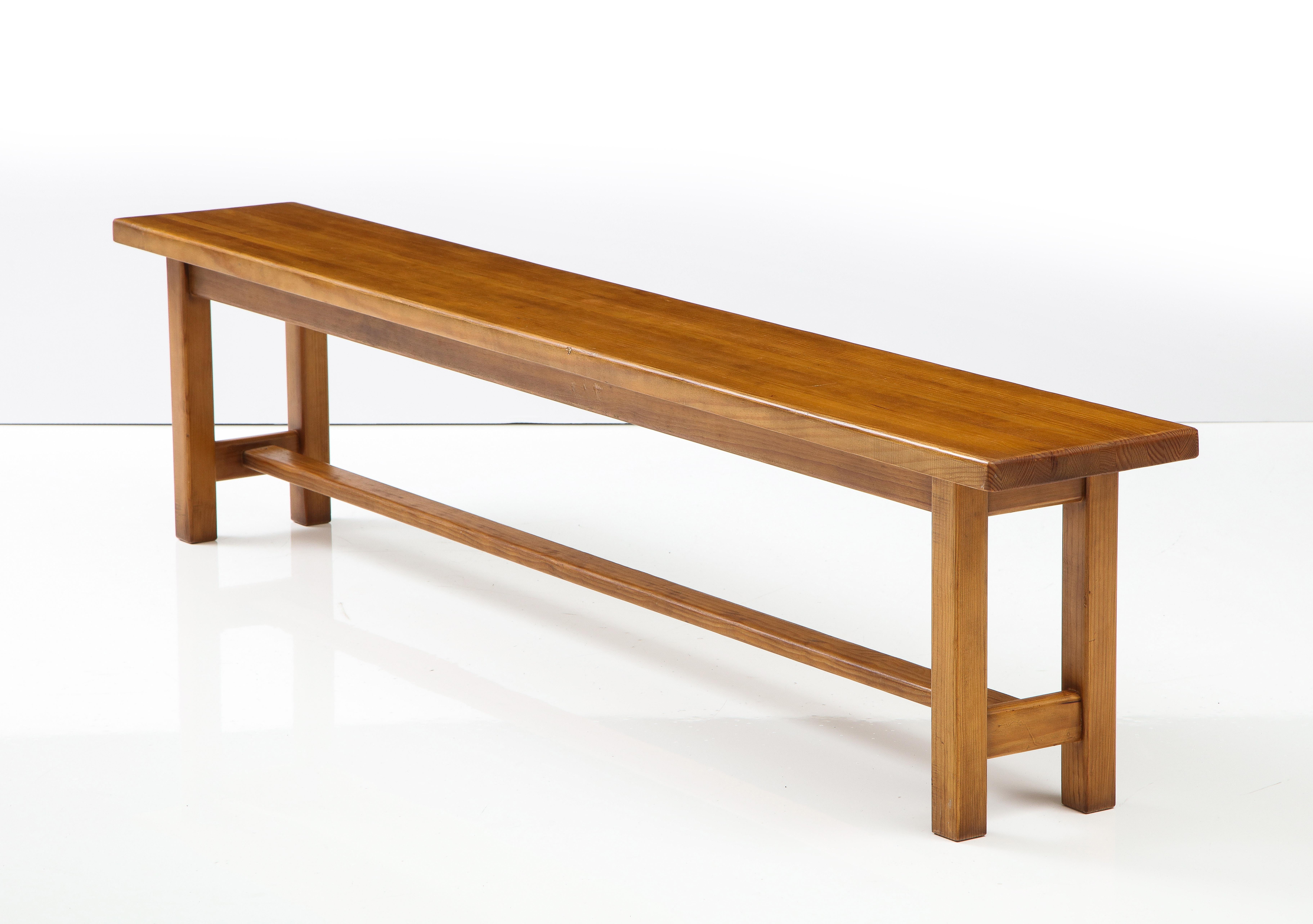 Pine 20th C. Alpine Ski Bench, France, c. 1950's 'Pair Available'