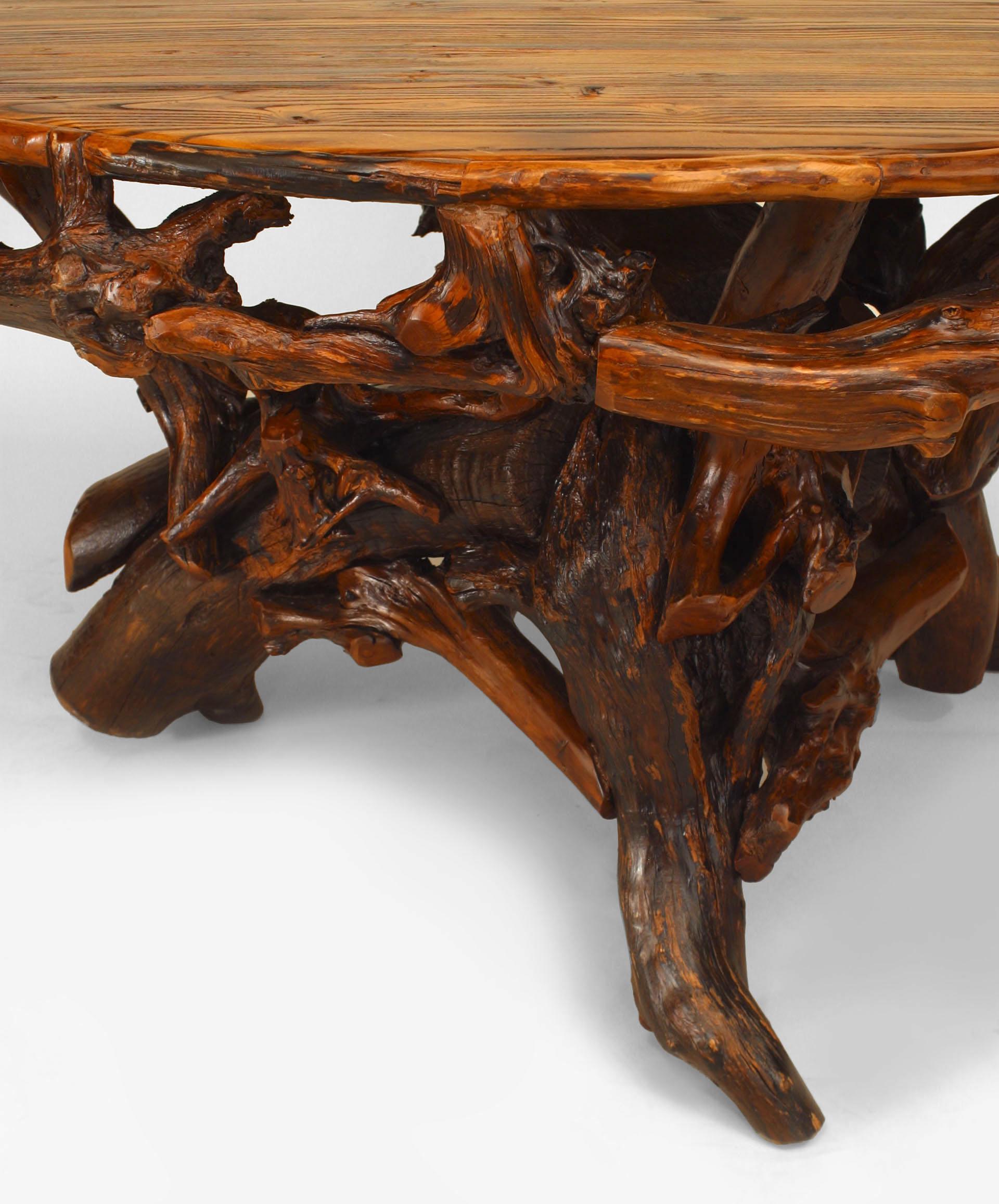 American Rustic Adirondack Style Root Round Dining Table