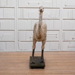 20th C. American Folk Art Carved and Painted Wood Emu, Life Size