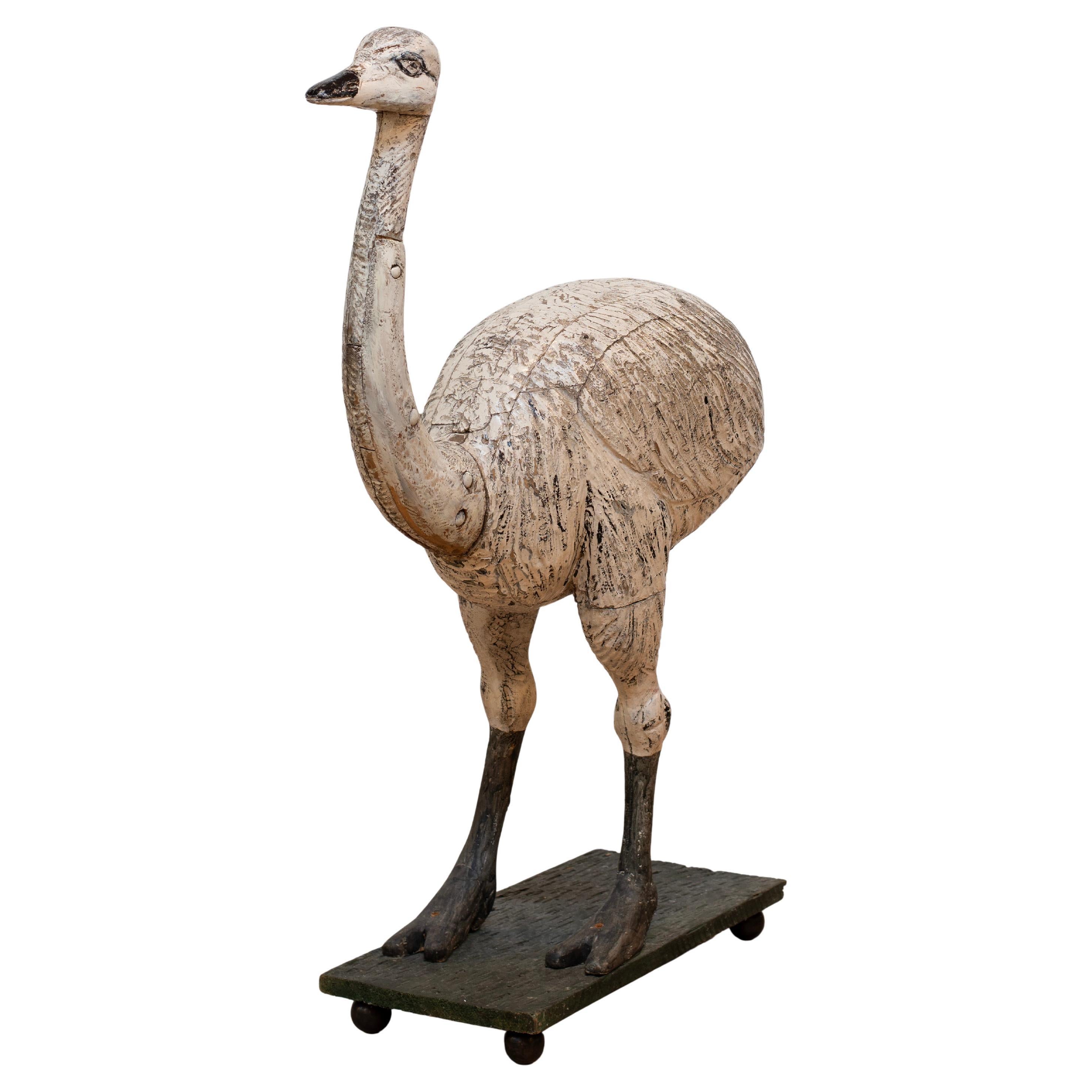 A.Art.I.C. Wood Wood Carved and Painted Emu, grandeur nature en vente