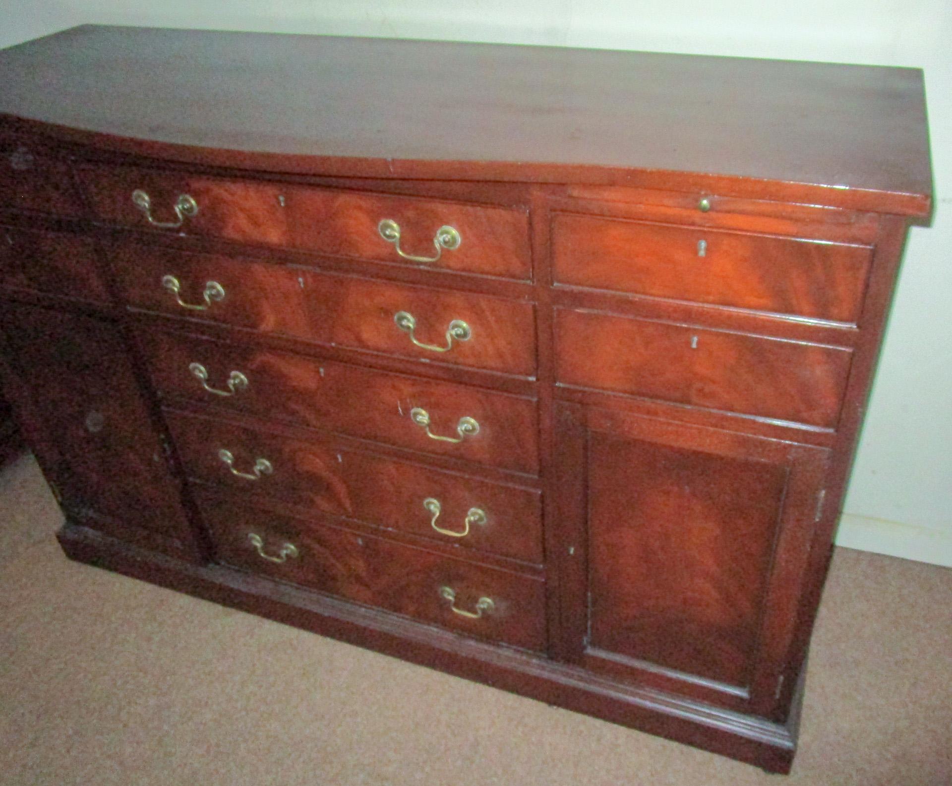 Early 20th Century 20th c American Mahogany Dining Room Server with Custom Silverware Drawers For Sale