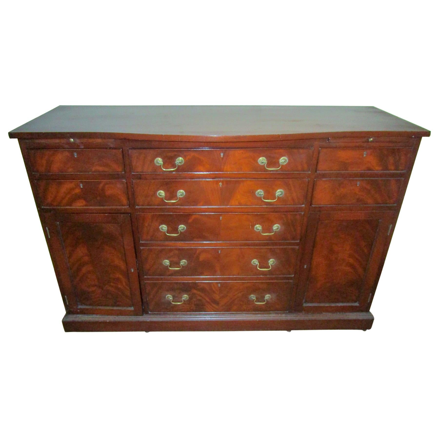 20th c American Mahogany Dining Room Server with Custom Silverware Drawers For Sale