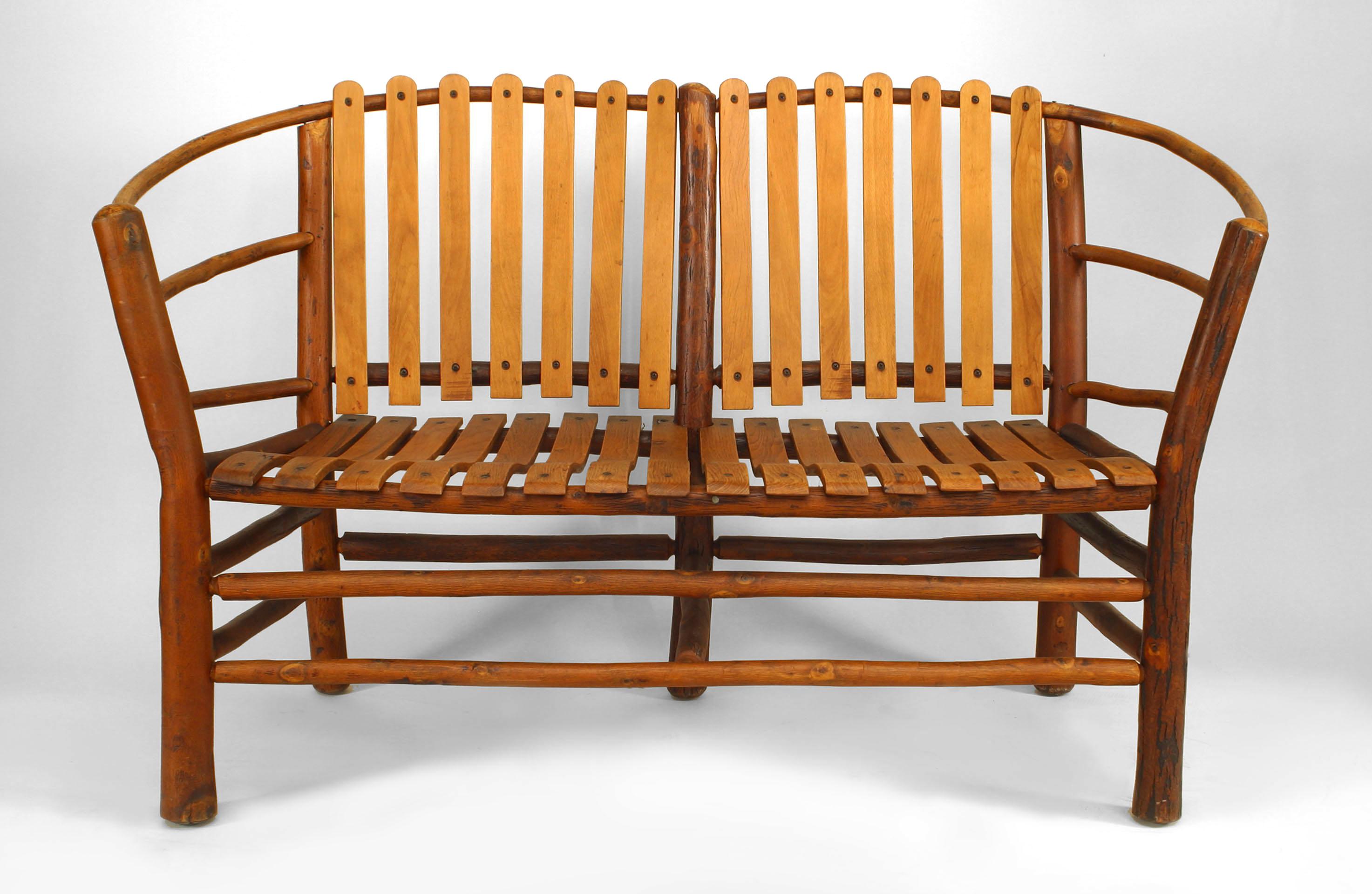 20th c. American Rustic Oak Loveseat by Old Hickory Co. In Excellent Condition In New York, NY