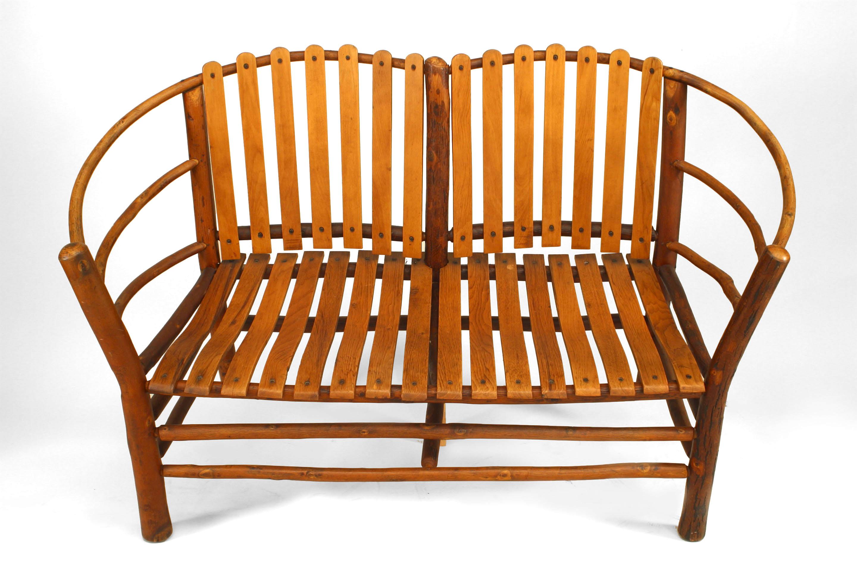 Mid-20th Century 20th c. American Rustic Oak Loveseat by Old Hickory Co.