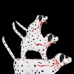 20th C. Americana Folk Art Painted Wood Sculpture of Five Stacked Dalmations