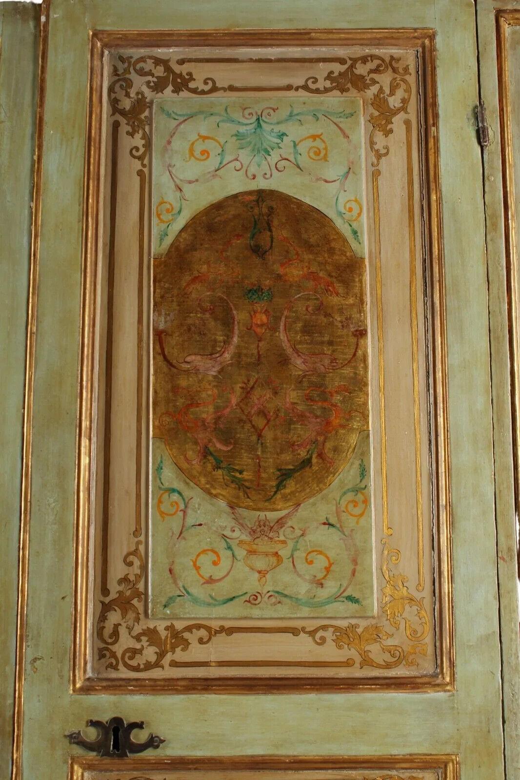 Autre 20th C. Antique Continental, Parcel Gilt, Paint Decorated,  Wardrobe, Armoire! en vente