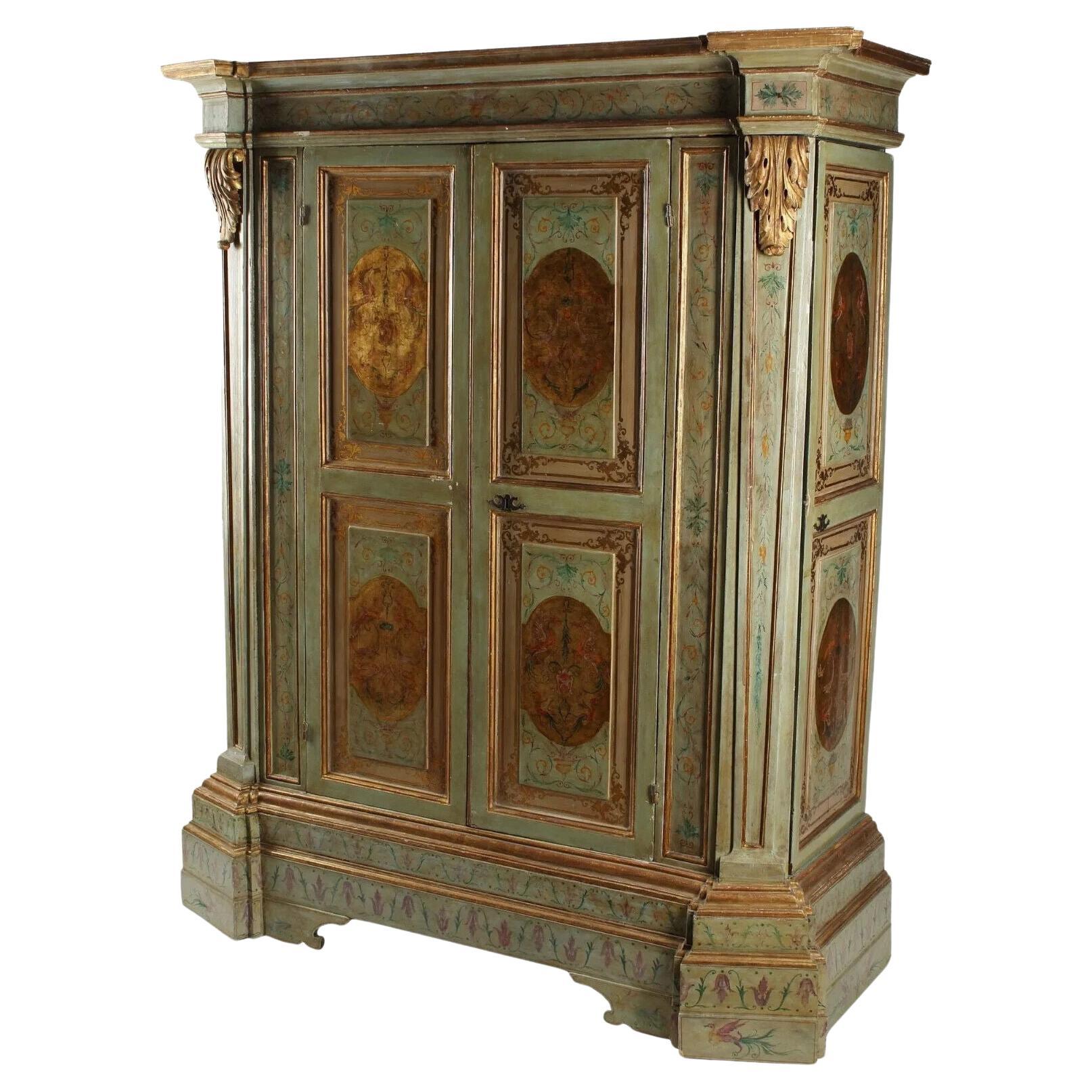 20th C. Antique Continental, Parcel Gilt, Paint Decorated,  Wardrobe, Armoire!