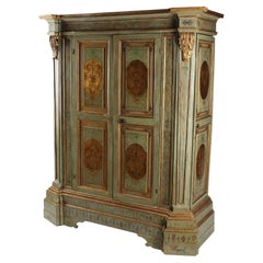 20th C. Antique Continental, Parcel Gilt, Paint Decorated,  Wardrobe, Armoire!
