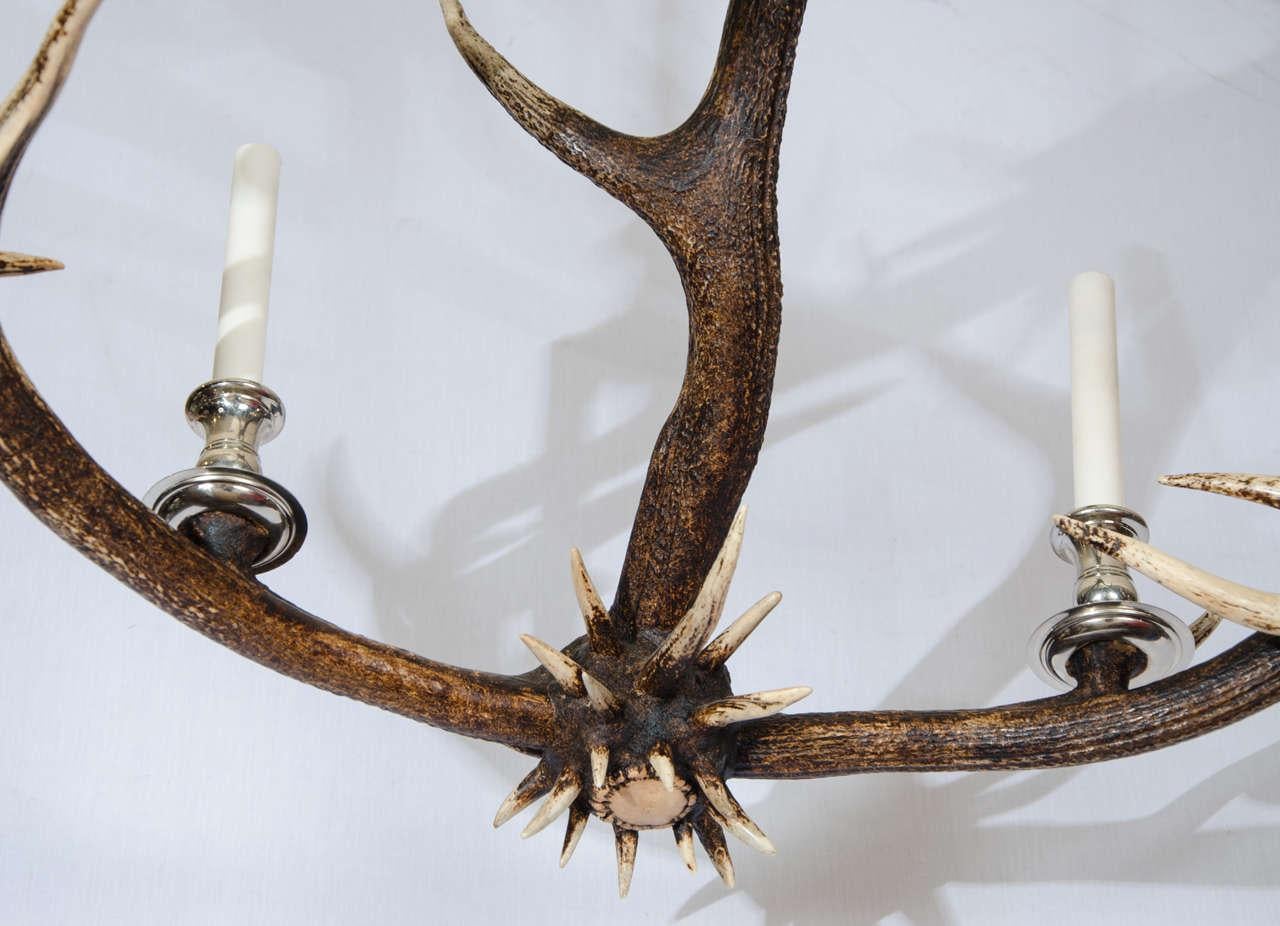 Contemporary 21st Century Antler Chandelier with Nickel-Plated Finish