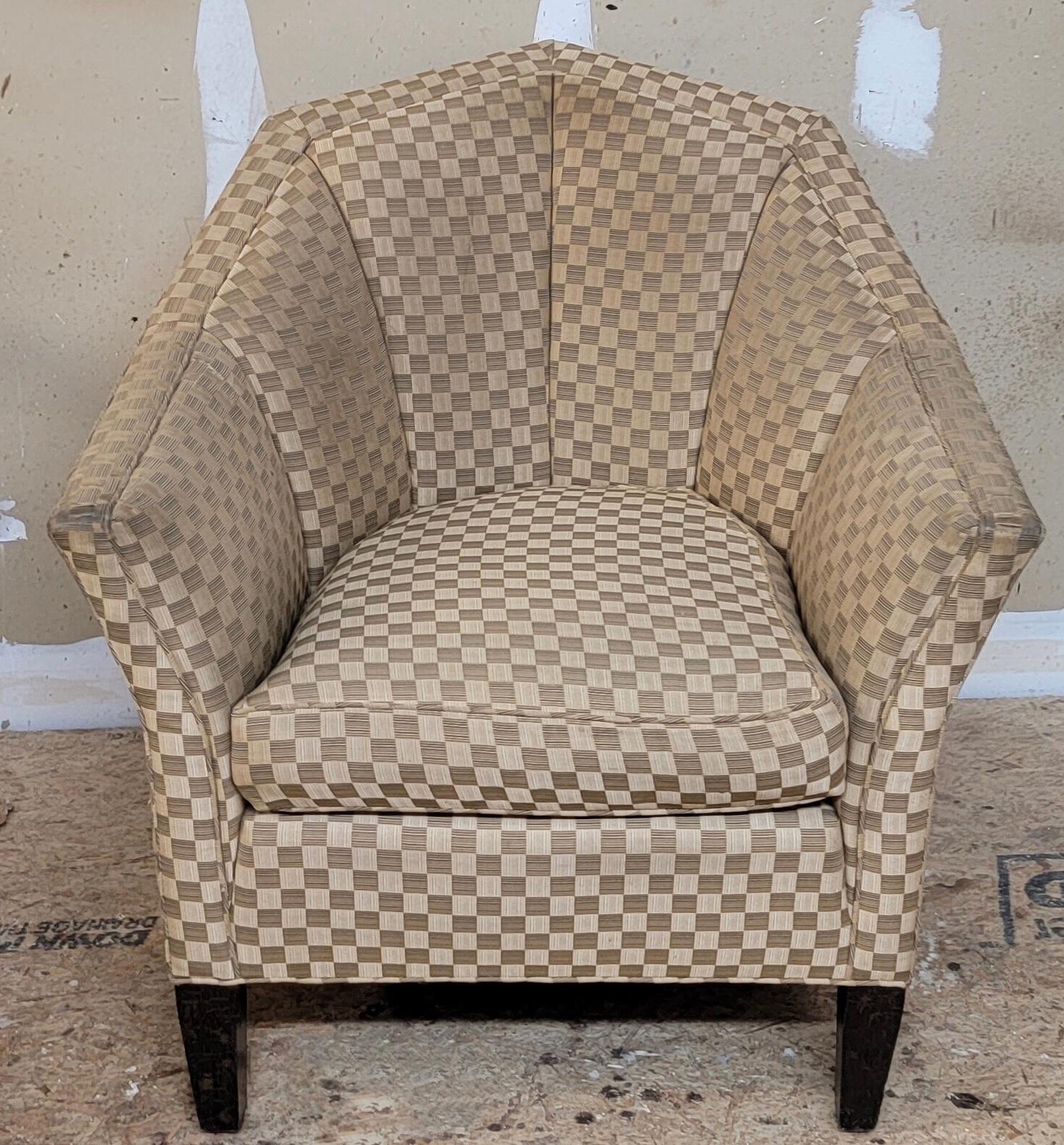 20th-C. Art Deco Style Channel Back Club Chairs by Theodore Alexander, Pair 4