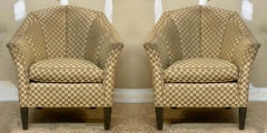 20th-C. Art Deco Style Channel Back Club Chairs by Theodore Alexander, Pair