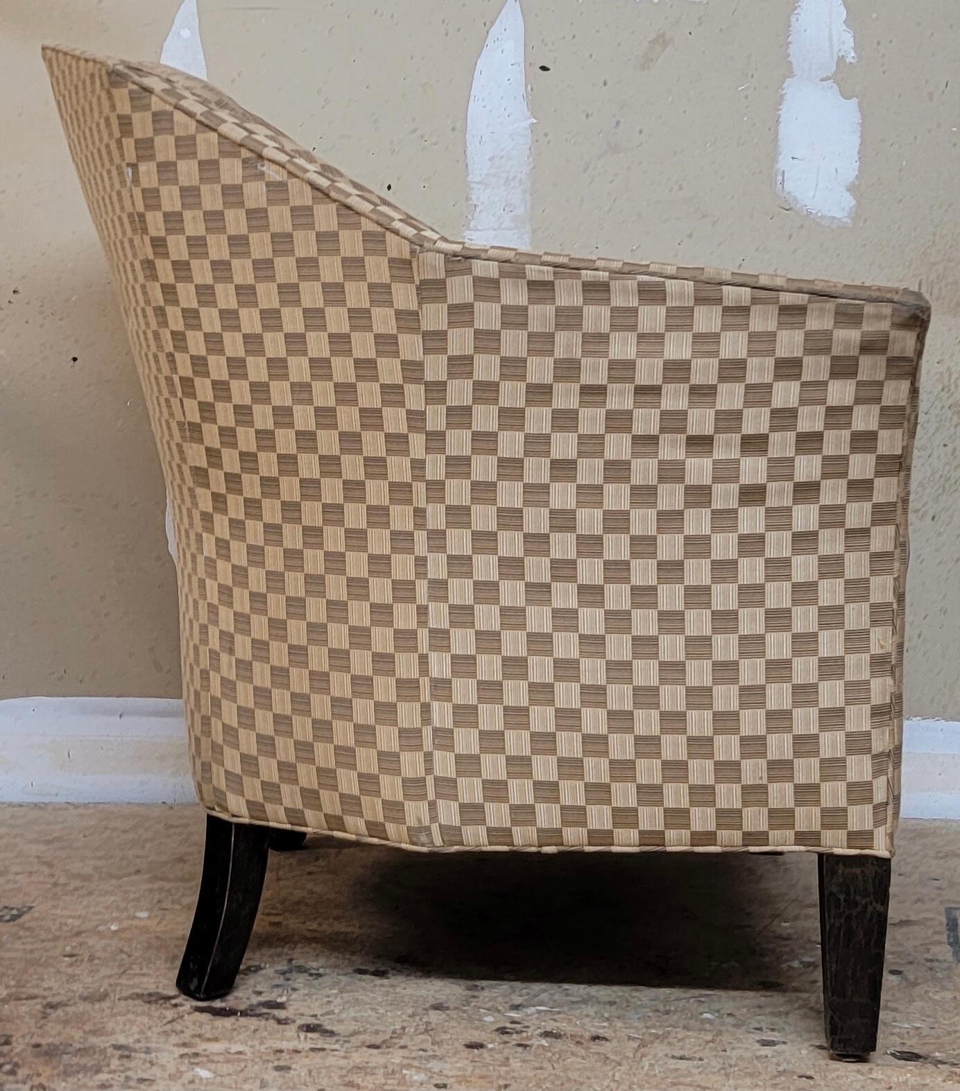 20th Century 20th-C. Art Deco Style Channel Back Club Chairs by Theodore Alexander, Pair