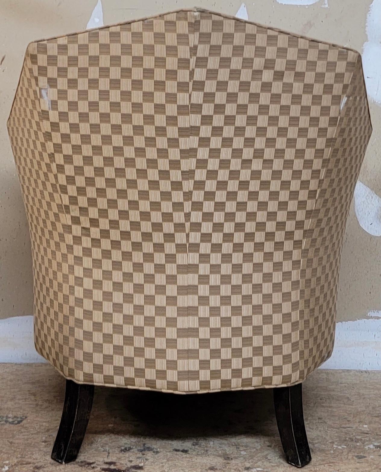 20th-C. Art Deco Style Channel Back Club Chairs by Theodore Alexander, Pair 1