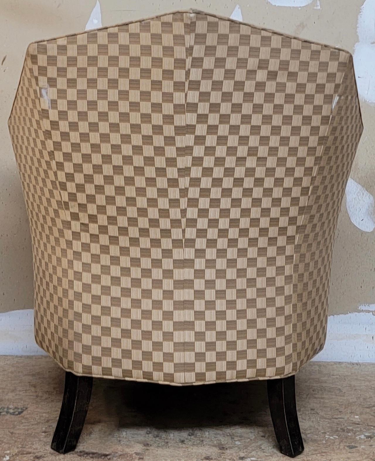 20th-C. Art Deco Style Channel Back Club Chairs by Theodore Alexander, Pair 2