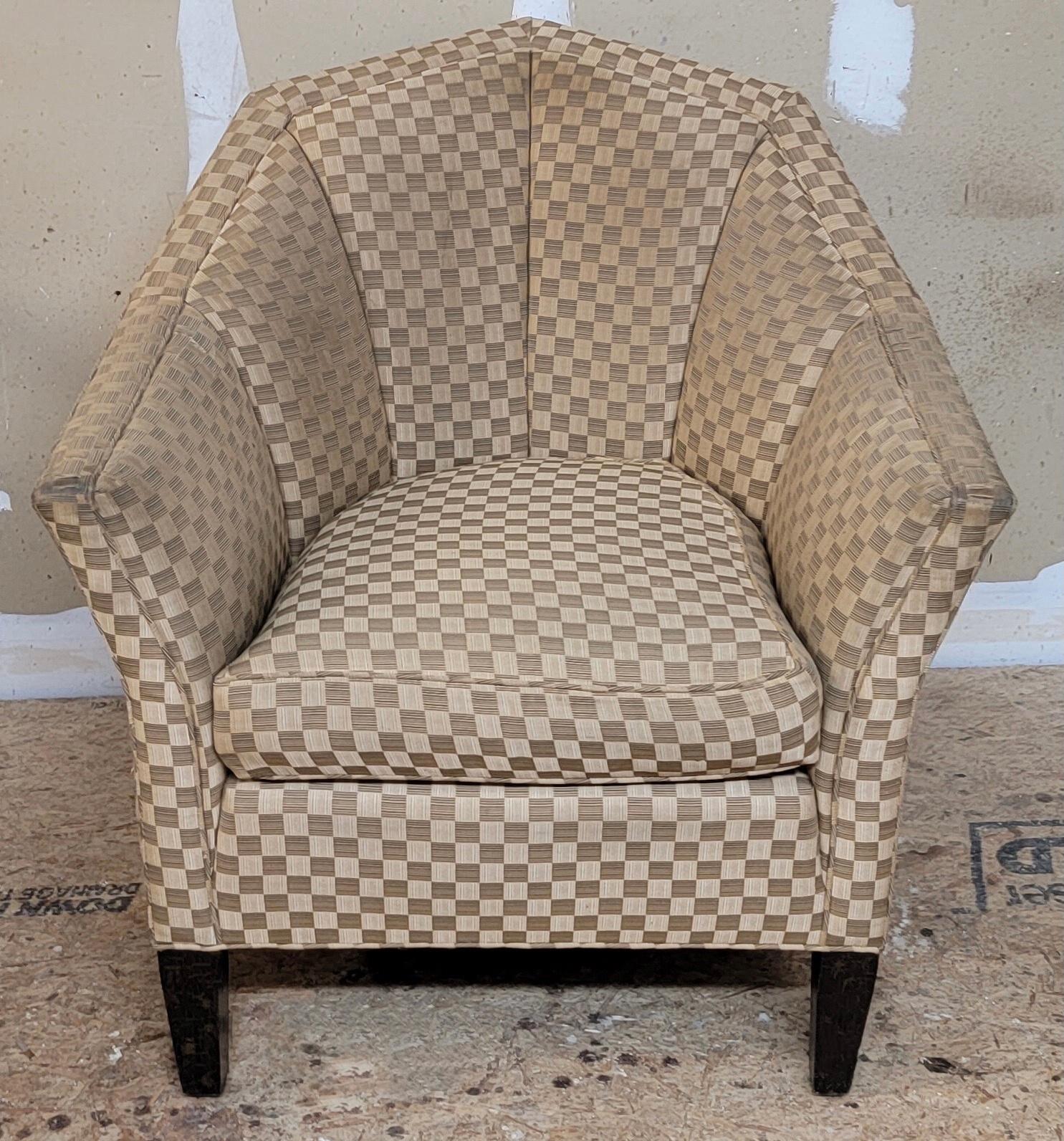 20th-C. Art Deco Style Channel Back Club Chairs by Theodore Alexander, Pair 3