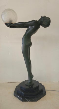 20th C. Art Deco Style Clarte Lumina Standing Nude Sculpture Lamp 33.5"