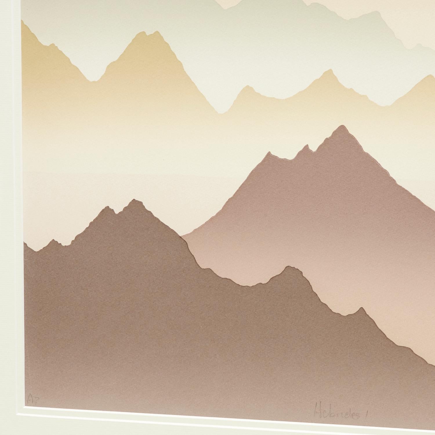 Fatto a mano 20° sec. Serigrafia a prova d'artista su carta intelata, Mountainscape di Jack Duganne in vendita