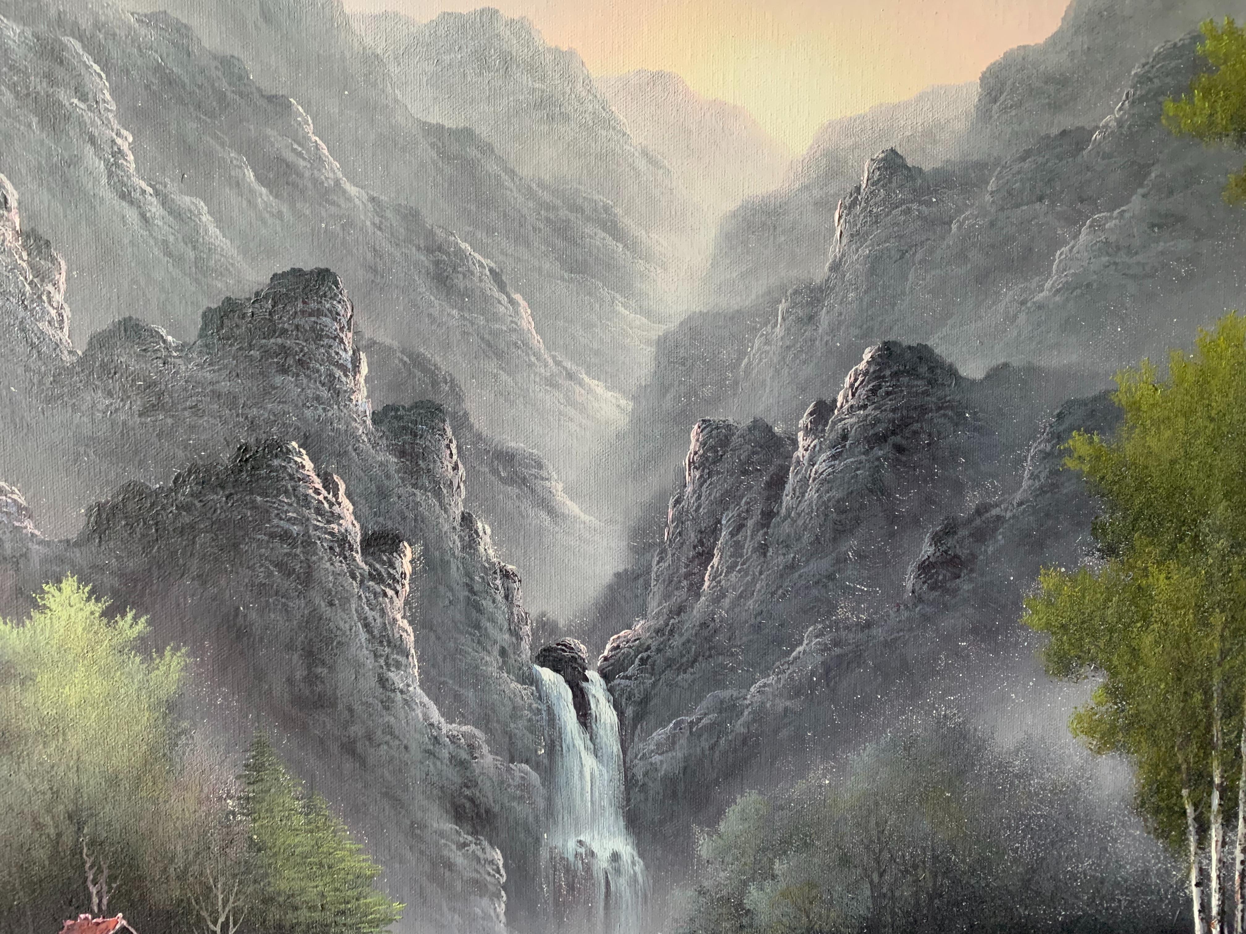 Dipinto a mano 20°. Pittura di paesaggio surrealista del secolo in vendita