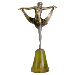 20th C Austrian Cold-Painted Bronze Entitled "Floral Dancer" by Lorenzl & Crejo