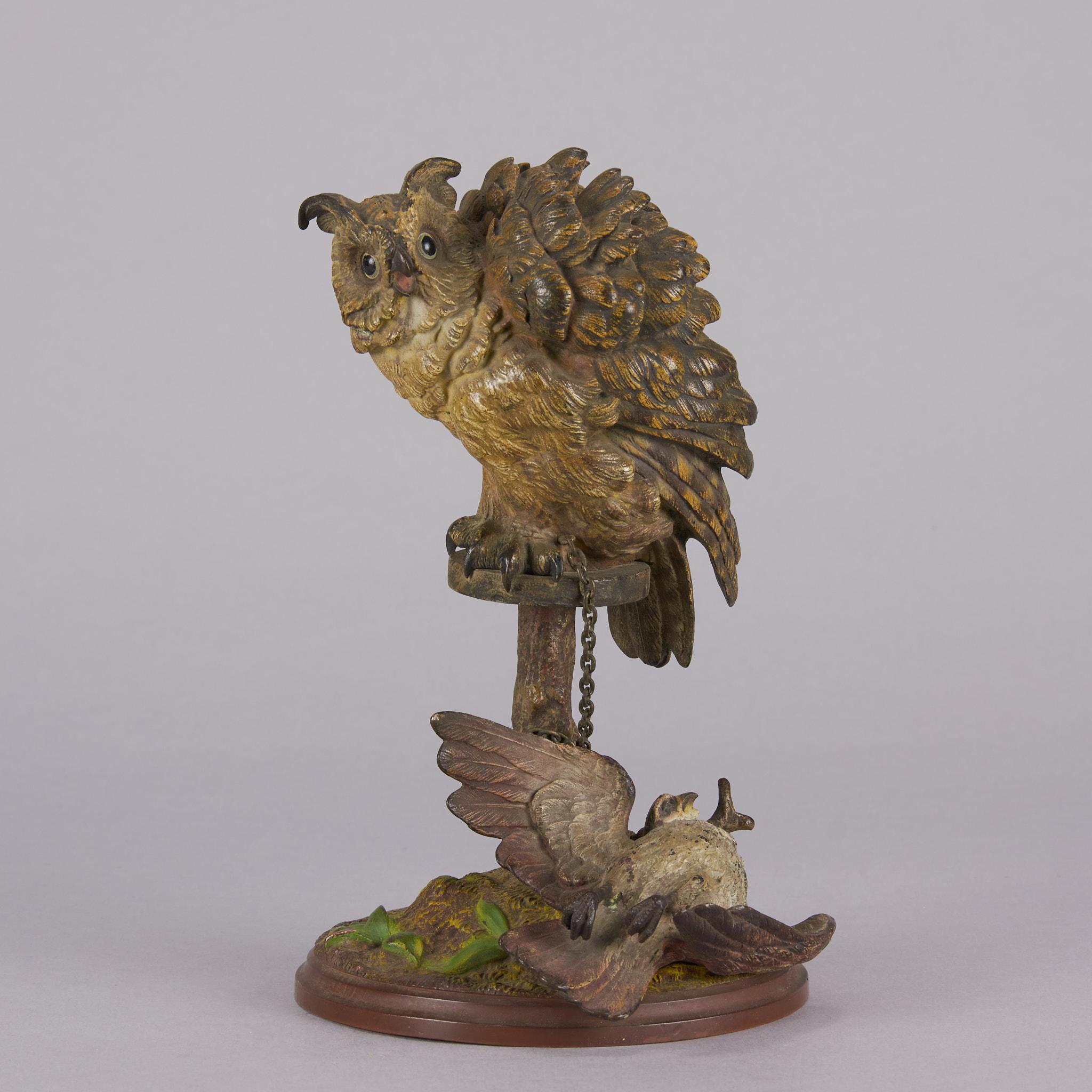 bronze owl statue