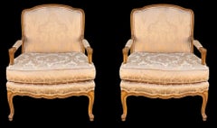 20th-C. Baker Furniture French Louis XV Style Bergere Chairs - Pair