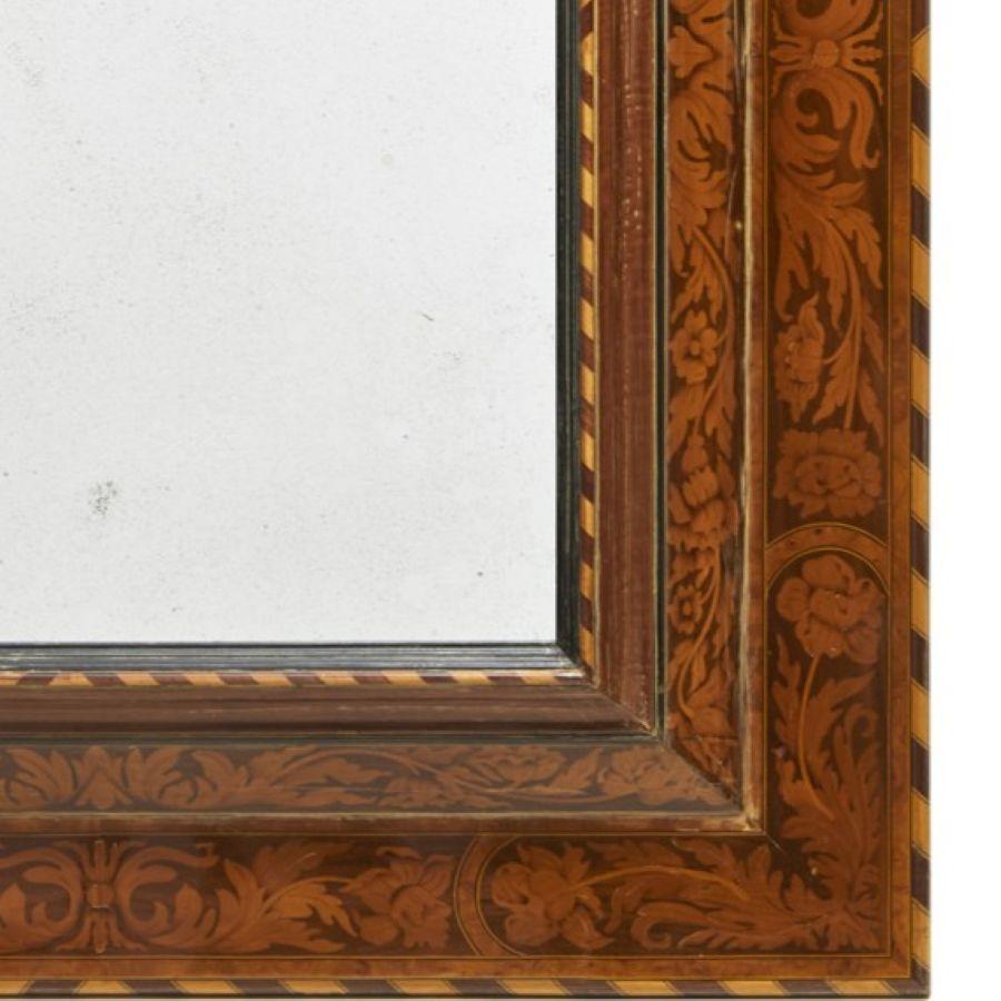20th C. Baroque Style Dutch Marquetry Wall Mirror, Selected by Alberto Pinto In Good Condition For Sale In Morristown, NJ