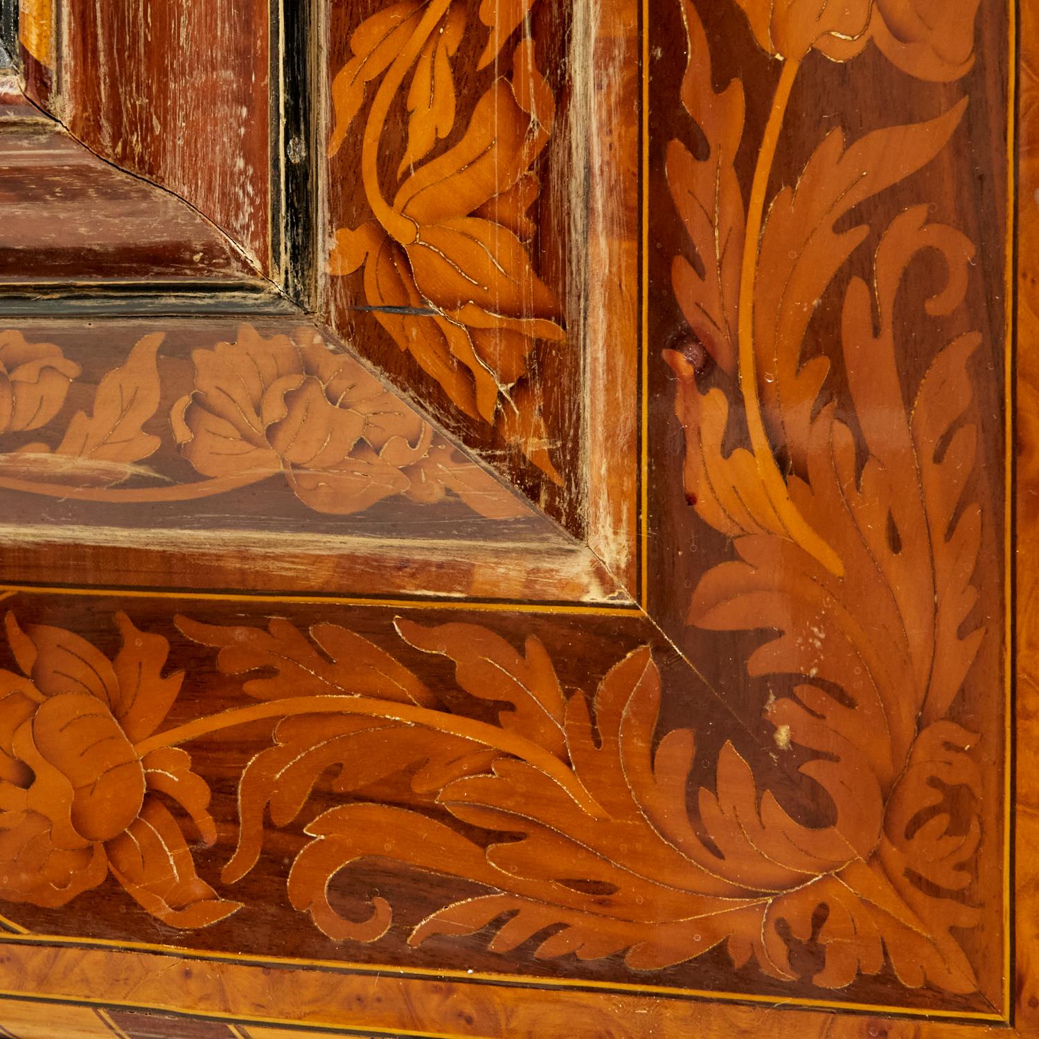 Mid-20th Century 20th C. Baroque Style Dutch Marquetry Wall Mirror, Selected by Alberto Pinto For Sale