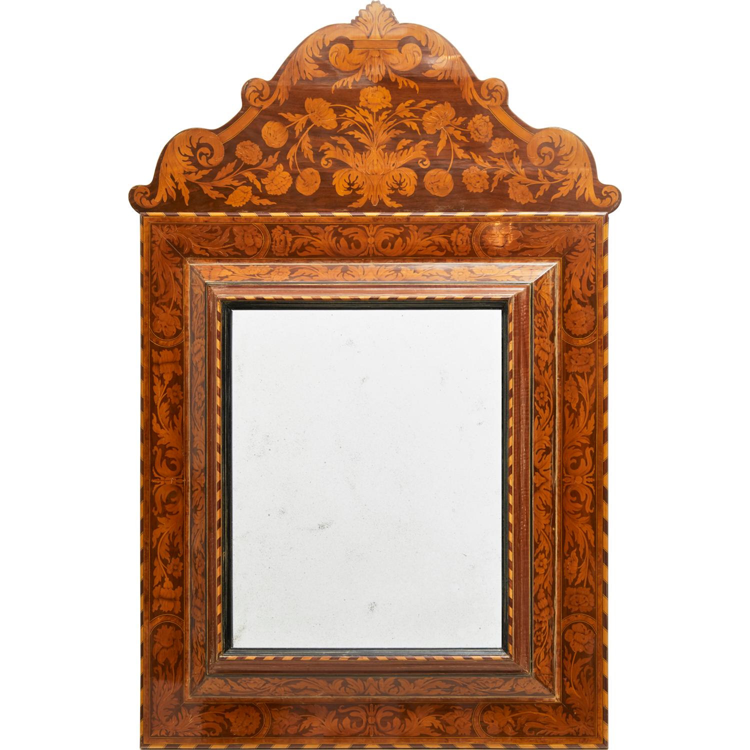 20th C. Baroque Style Dutch Marquetry Wall Mirror, Selected by Alberto Pinto For Sale 3